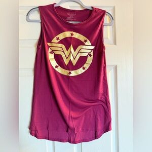 Women's Sleeveless Top with Gold Wonder Woman Emblem